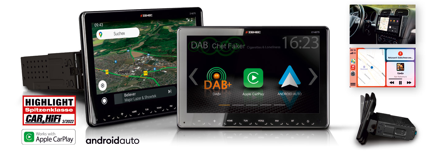Zenec Z-N875 - Autoradio - 1-DIN - Écran 9 pouces - Apple Carplay - Android  Auto - BT